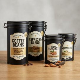 Premium Airtight Coffee and Nut Tin Cans – Food-Grade Tinplate Packaging for Ultimate Freshness