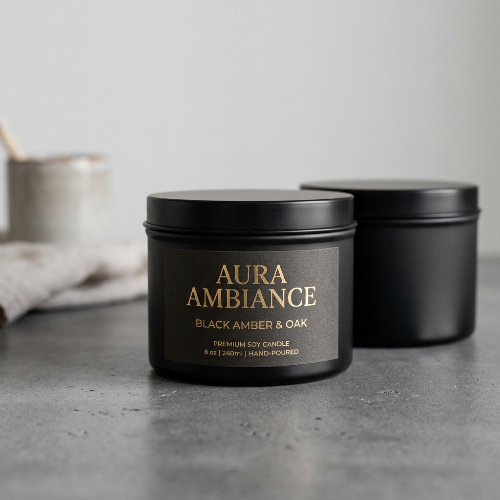 8oz Matte Black Seamless Metal Candle Tin with Slip-on Lid for Professional Candle Making - 1